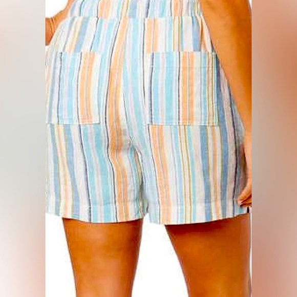 Womens Briggs Striped Blue, Orange & White Pull On With Elastic Waistband Shorts - Picture 2 of 7